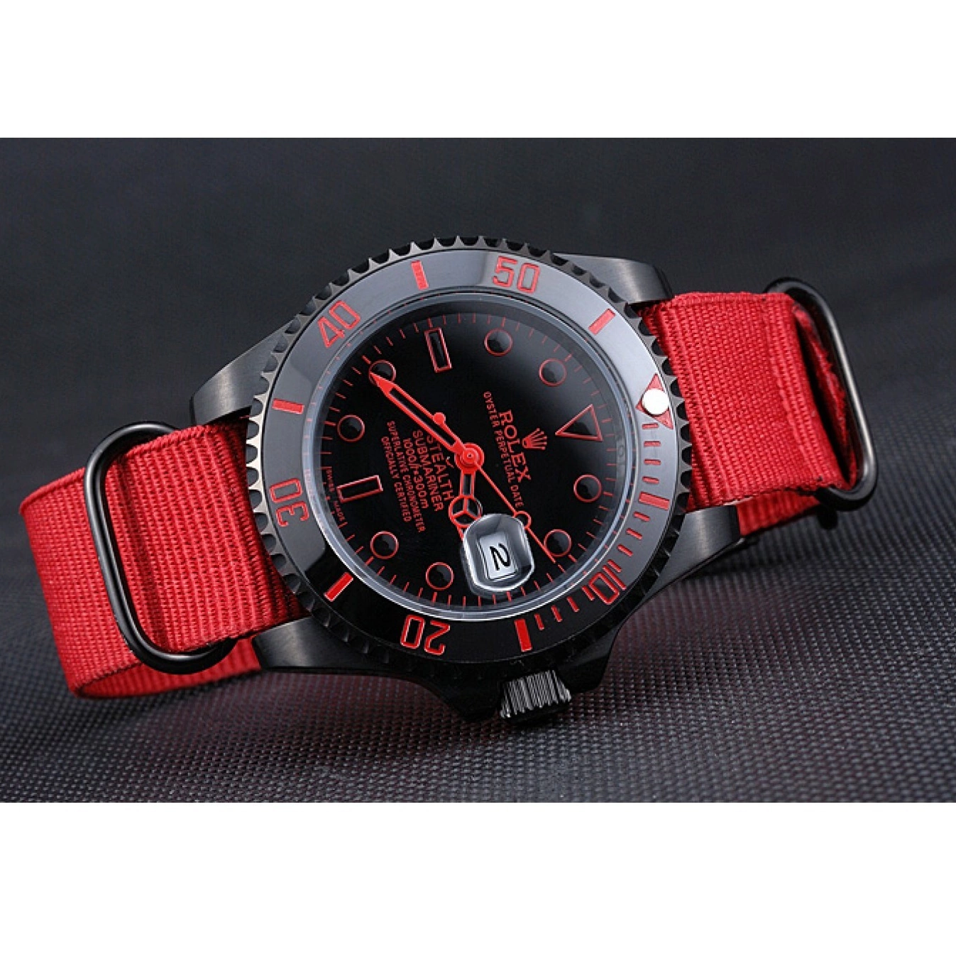 Rolex aaa copy Strap Rolex Submariner Stealth Nylon 622010 Red 0731